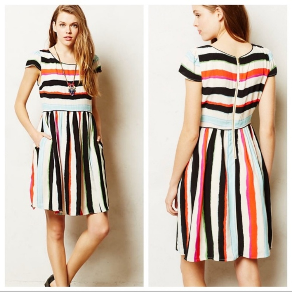 Anthro Maeve Peralta Striped Dress Sz 0